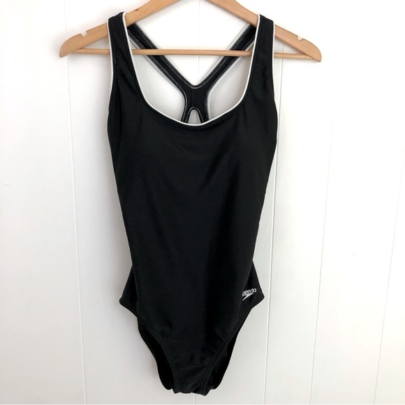 Speedo Swim Speedo Ultraback Black With White Trim Racerback One